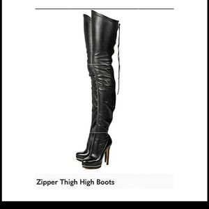 Zipper thigh high boots